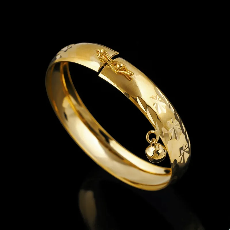 Europa en Amerika Kinderen Bangle 18K Geel Gold vergulde Bell Bracelet Bangle For Children Little Girls Birthday GIF9230483