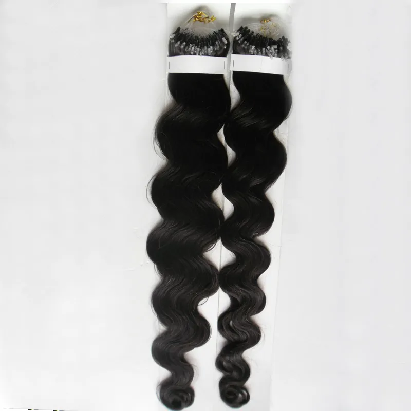 Corpo de cabelo virgem brasileira corporal extensão de cabelo micro anéis 1g 200g natural micro link extensões de cabelo humano