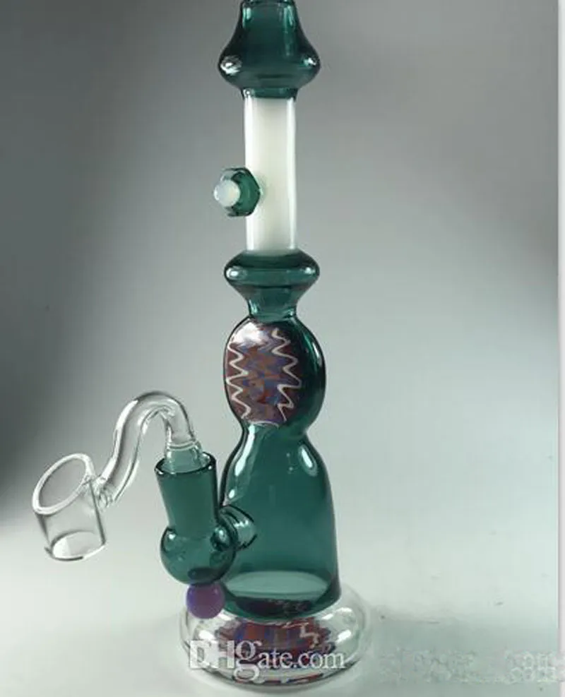Dropshipping Hunter Green Glass Bong With Cone Piece Pattern Thick