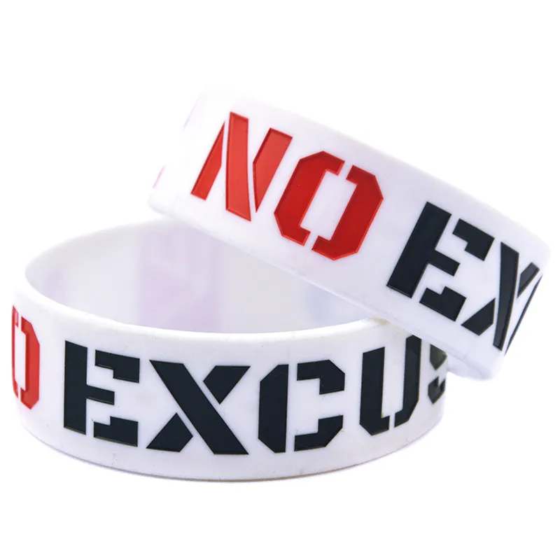 1 Stück No Excuse Motivation Silikon-Armband, 2,5 cm breit, perfekt für die Verwendung in jedem Geschenk für sportliche Aktivitäten