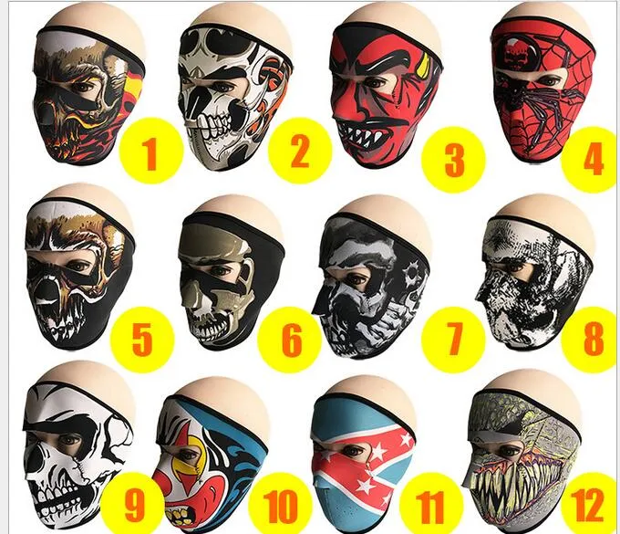 Taktisk Hood Full Face Skull Heads Mask Protection Balaclava Hattar Vindfasta Wargame Ansiktsmasker Cykling Hoods Halloween Masks