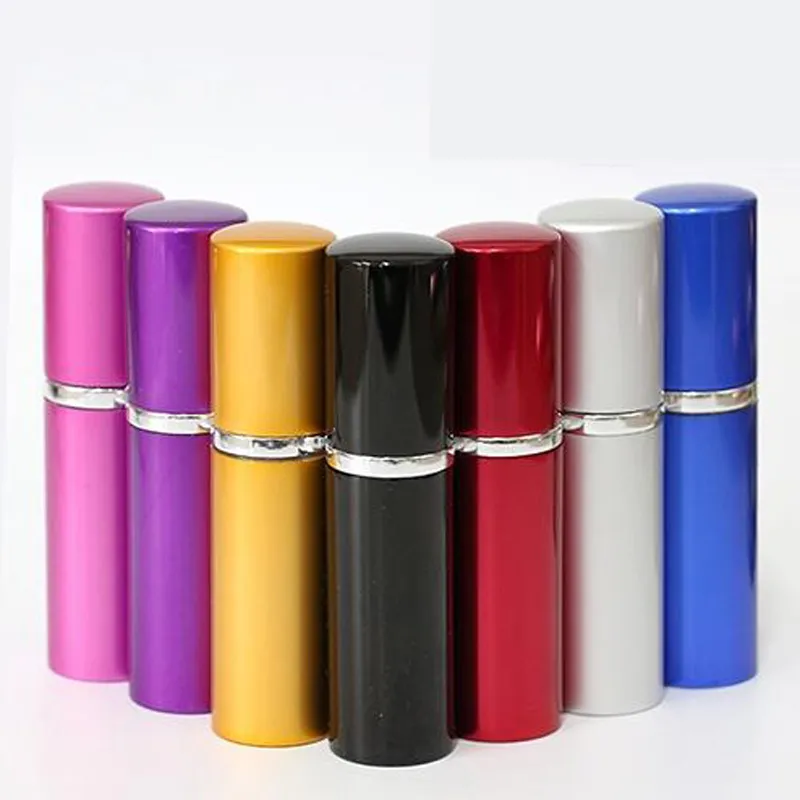 7 färger 5 ml metall aluminium tom glas parfymflaskor resor parfym atomisatorer smink spray 5 ml påfyllningsbara mini hem doft