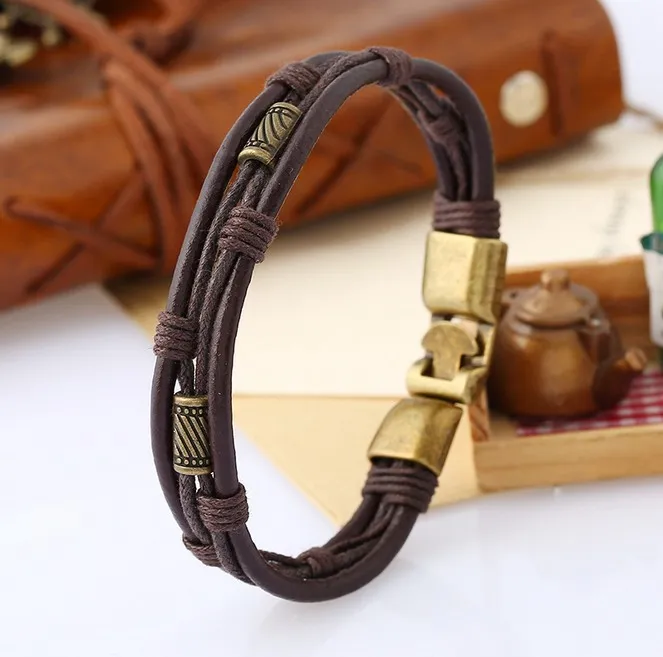 Brand new Alloy weaving on the deduction of ancient leather bracelet bracelet FB448 a Slap & Snap Bracelets