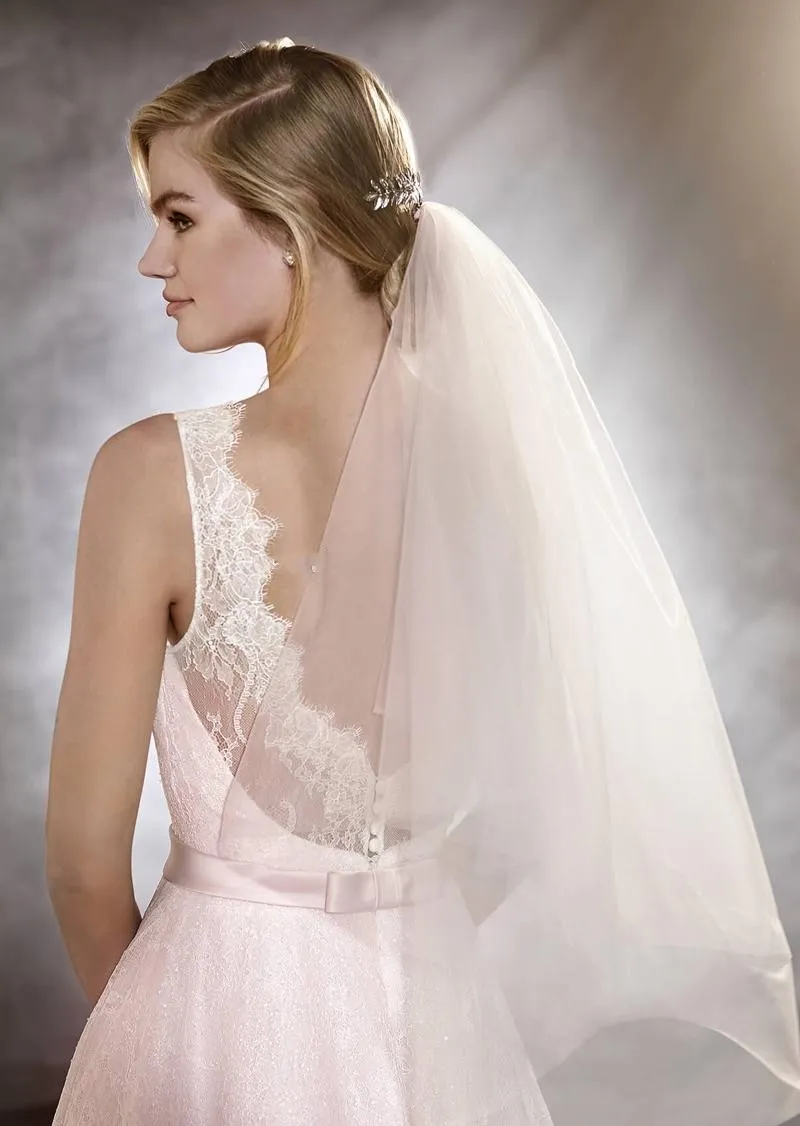 vintage blush roze knielange korte trouwjurken 2017 A line backless button full lace bruidsjurken met veil2221