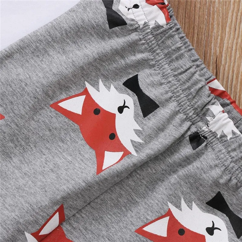 Newborn Baby Boys Girls Outfits Animals Fox Top +Pants Leggings Children Clothing Toddler Long Sleeve Boutique Kid Clothes 0-2Y