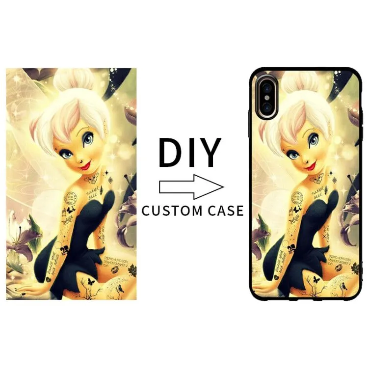 100 stks Custom Case Any Picture Printed Soft Black TPU Case voor iPhone 7 7 Plus gepersonaliseerde 2D-afdrukklep voor iPhone X