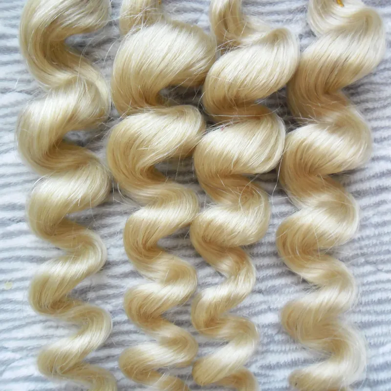 Ich tippe Echthaarverlängerungen, 100 g/Strähnen, 1 Bündel, Keratin, blondes brasilianisches Haar, lose Wellen, Echthaarverlängerungskapseln