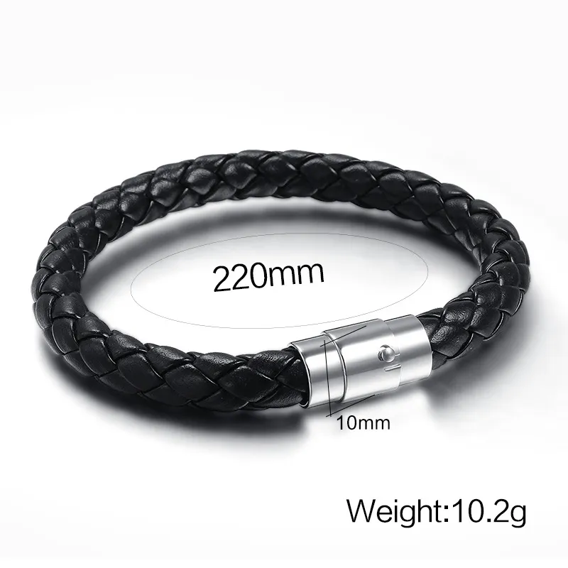 Nouveau 8 5 pouces largeur 8MM aimant Bracelet en cuir PU Bracelet pour hommes et femmes Bracelet en acier inoxydable bijoux N001302S