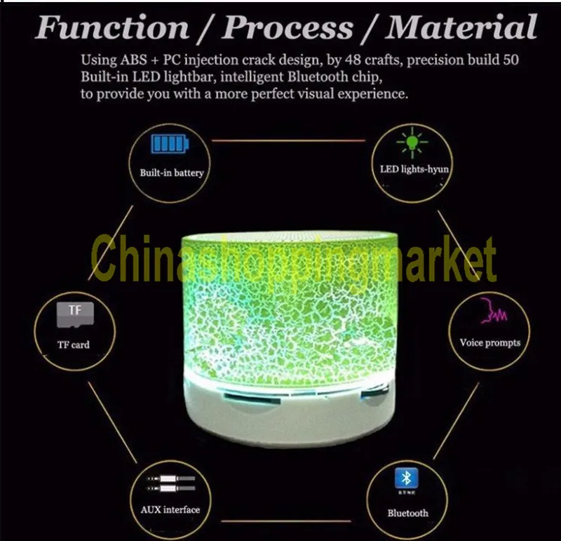 Беспроводные мини-портативные светодиодные Bluetooth-динамики A9 Hands Беспроводной стереодинамик FM-радио TF-карта USB для мобильного телефона iPhone Co7222641