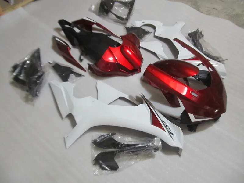 Spuitgieten Plastic Fairing Kit voor YAMAHA YZF R1 09 10 11-14 Wijnrood Wit Hoogwerkers Set YZF R1 2009-2014 OY26