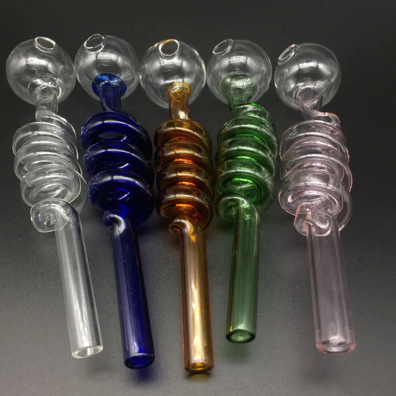 Glass Oil Burner Pipe spiral Handle Pipes Bubbler Pyrex Pipes smoking accessories for dab rigs bongs
