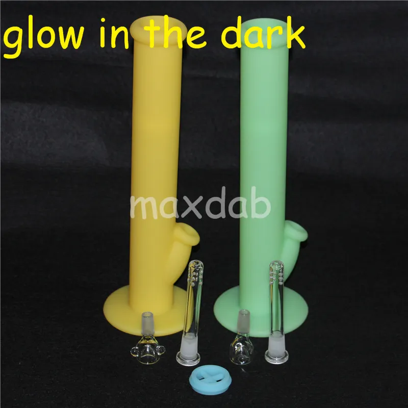 brillent dans le noir Tuyaux d'eau en silicone bangs en verre cendrier nectar outils de dabber cire