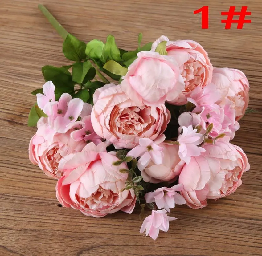 Artificial Peony 8 Heads Silk Flower Bouquet Vintage Artificial Flowers For Decor Bridal Wedding Hotel Home Decoration 