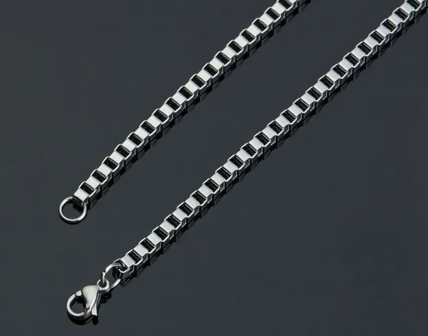 wholesale jewelry stainless steel silver tone thin 2mm wide Box chain necklace fit pendant women men 18 inch-28inch