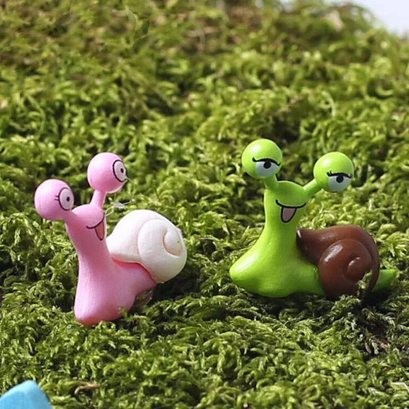 10 adet / takım Bahçe Dollhouse Oyuncaklar Mini Salyangoz Mikro Saksı Peyzaj Bonsai Aksesuarları Süsler Heykelcik Dekor