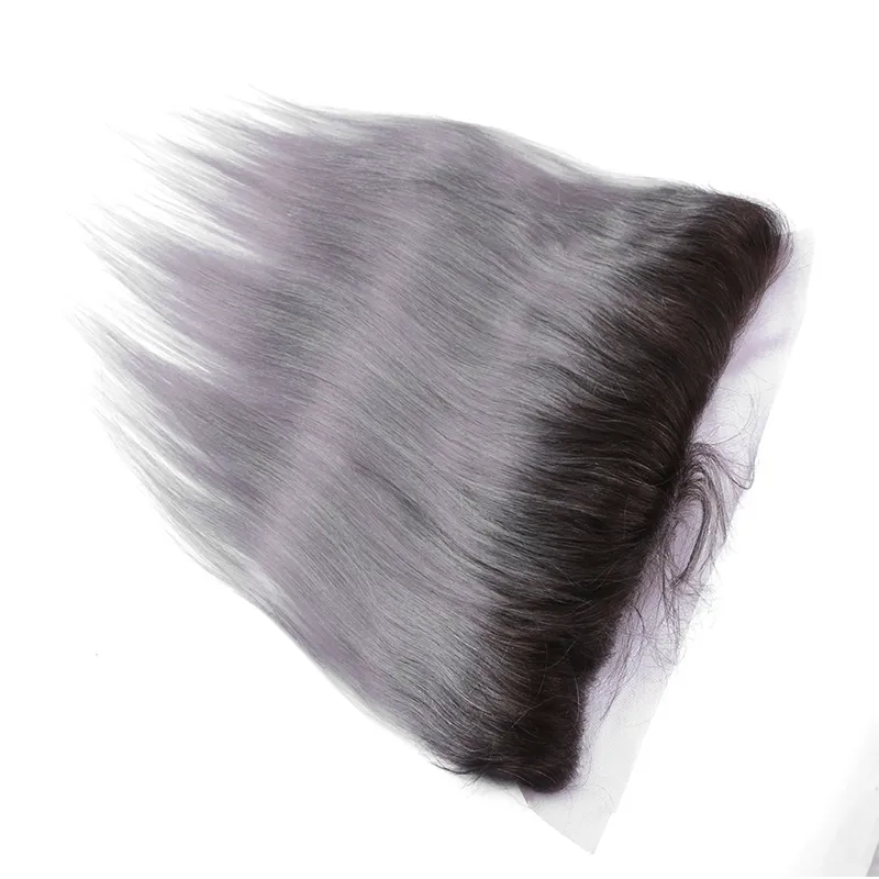 Brasiliansk silvergrå ombre mänskligt hår wefts med frontal 9a kroppsvåg # 1b / grå två ton ombre 13x4 spets frontal stängning med 3bundles
