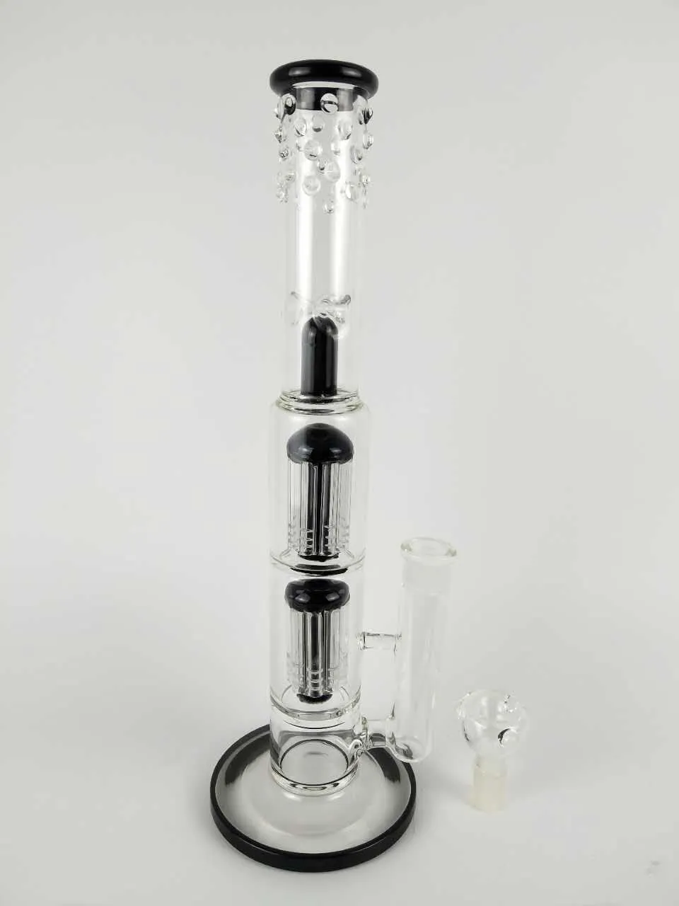 H: 15 "Il bong in vetro con filtro da giardino in cima all'albero, tubi di vetro, dimensioni del giunto da 18 mm nero