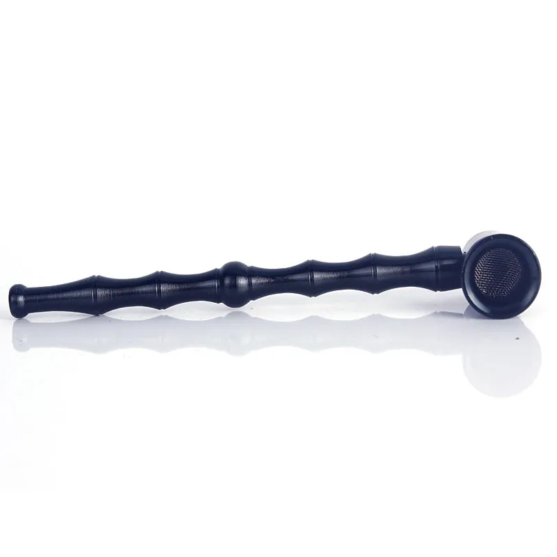 Cachimbo de metal com haste de bambu Cachimbo de metal em forma de bambu Cachimbo de mão de metal com haste longa Cachimbo de tabaco portátil Cor de distribuição de fumaça Cachimbo de metal aleatório Erva para fumar