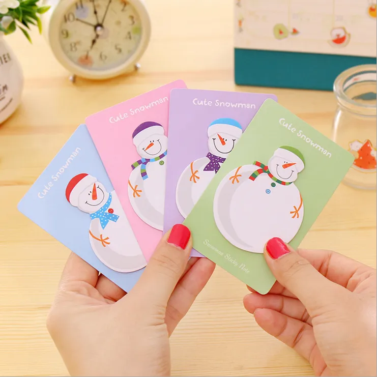 الجملة- 4 PCS Lytwtw's الكورية الملاحظات اللزجة اللطيفة Kawaii Snowman Post Notepad Filofax Memo Pads Office Supplies School Scratchery Scratcher