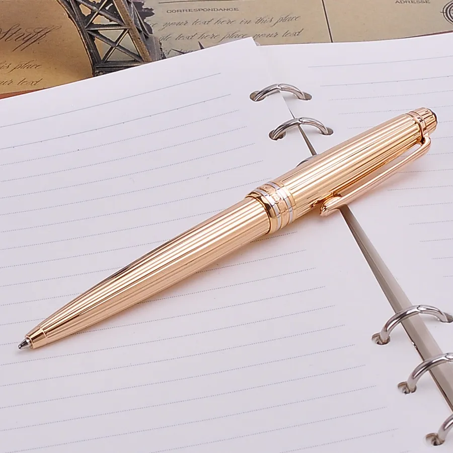 Luxury Graved Design Mount BallPoint Pennor 1 stycke Svart Bläck Roterande Ball Pen Business Office Supplies Julklapp till vänner