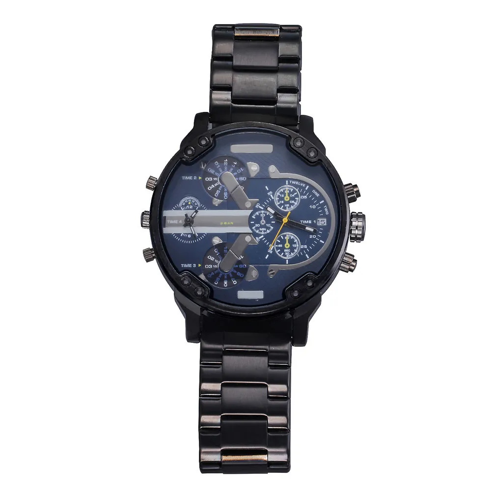 Fashion Brand Men s Big Case Mutiple Dials stainless steel band Date Quartz Wrist Watch 7331