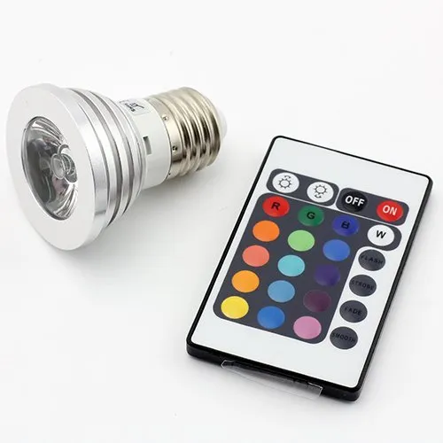 LED RGB Bulbs Mudando 3W Spotlights Lâmpada E27 GU10 E14 MR16 GU5.3 com controle remoto 85-265V 12V