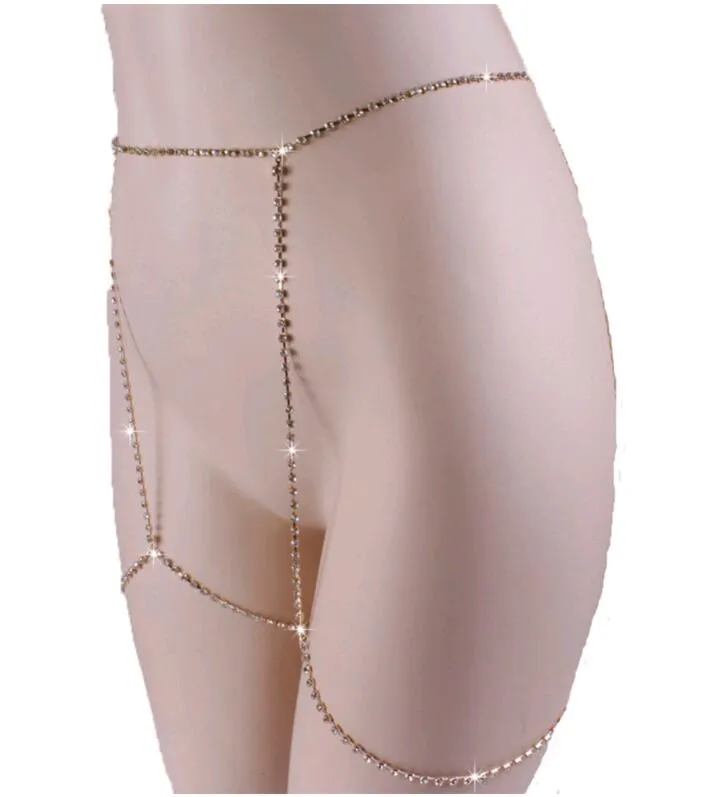 Sexy Body Chain Full Shiny Rhinestones CZ diamonds Beauty Charming Leg Jewelry Silver Gold Women Belly Chains