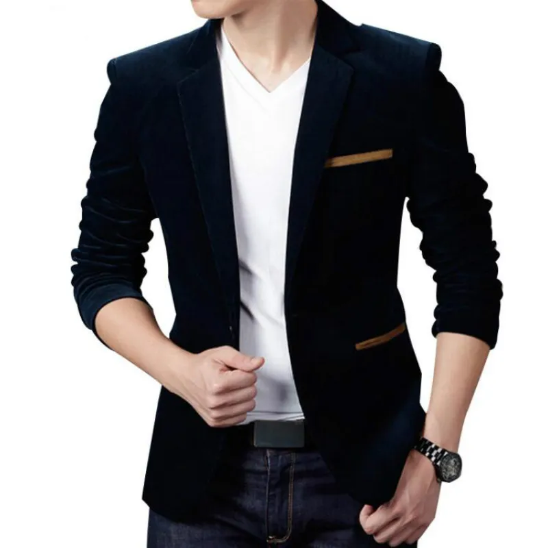 Brand Clothing Men Blazer Fashion Cotton Suit Blazer Slim Fit Masculine Blazer Casual Solid Colr Male Suits Jacket