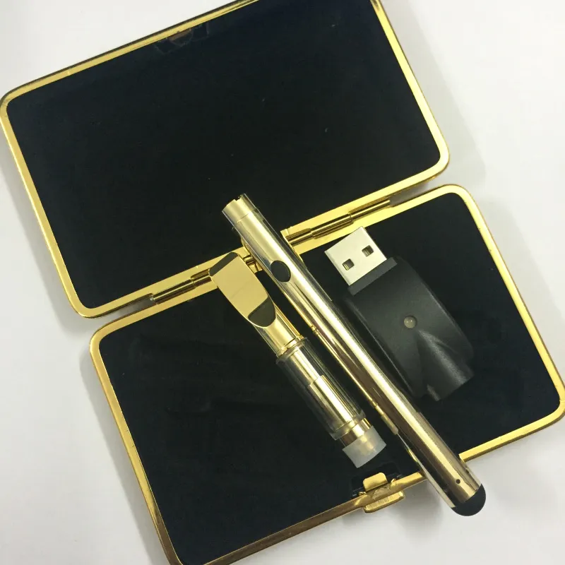 BVC coil glass cartridge vape pen e cig start kit Gold 92A3 disposable Thick oil tank with charger 280mah touch button battery
