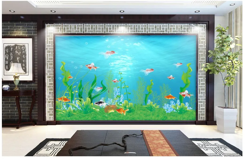 Underwater World Marine Sea Museum TV backdrop wallpaper for walls 3 d for living room