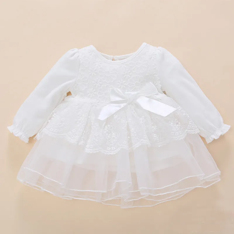 High Quality White Lace Infant Princess Dress For Baby Girls Hollow Out