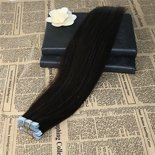 ELIBESS Tape in human hair extension 25gpcs set 1B 2 46 27 Double Drawn Tape In Hair Extension With Thick Ends8770218