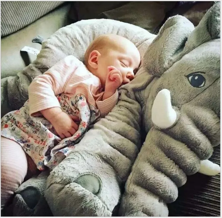 Vendita al dettaglio Elefante Cuscino Baby Doll Bambini Cuscini dormire Regalo di compleanno Cuscino bambini Naso lungo Bambola elefante Giocattoli morbidi di peluche 40cm * 40cm * 35cm