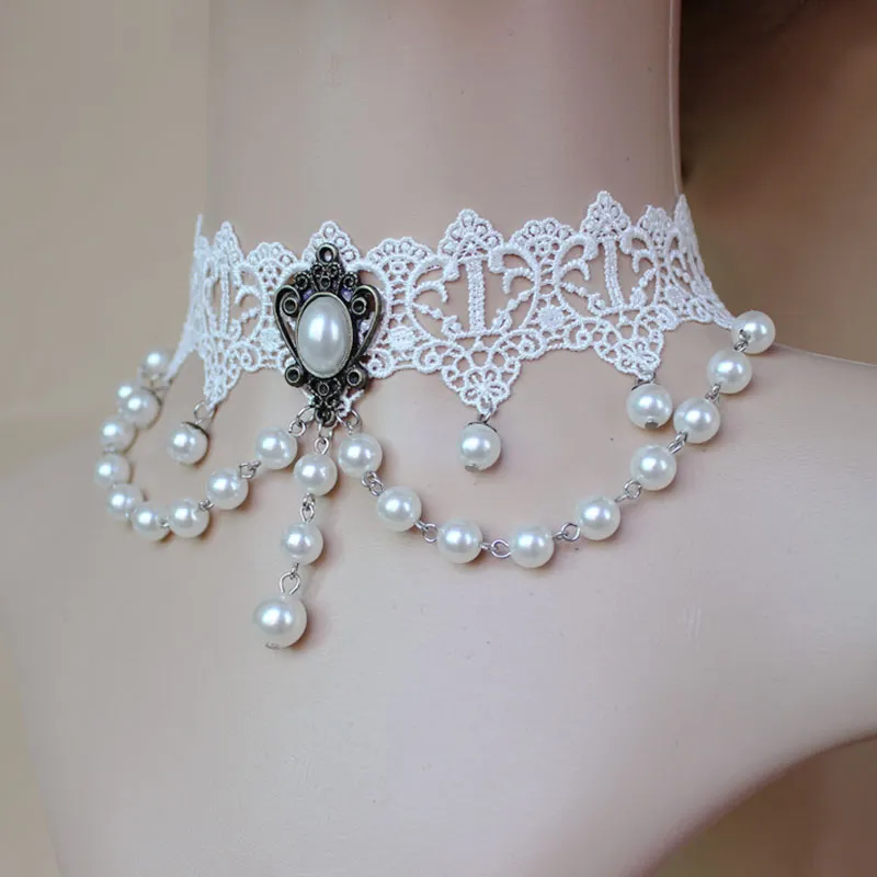 Горячие продажи колье мода кружева ожерелье цепь женский короткие ключицы жемчужное ожерелье ожерелья подвески бесплатная доставка