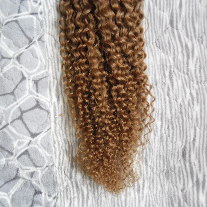 Mel Loiro Mongol Afro Kinky Cabelo Encaracolado Weave Bundles 100g Cabelo Louro Não-remy Cabelo Humano Tecelagem