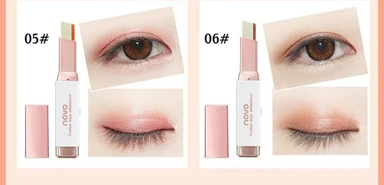 6 sztuk / partia Novo Color Eye Shadow 6 Różne kolory 3.8G Velvet Gradient Kolor Eyeshadow Stick Darmowa Wysyłka