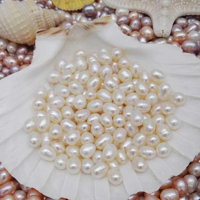 Hög kvalitet 6-7mm ovala pärlor frö pärlor vit rosa lila lösa sötvattenspärlor för smycken gör leveranser billiga grossist