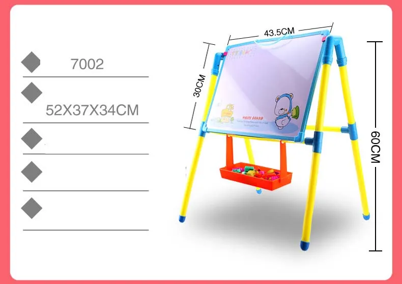 Doppelseitige Kunststoff-Magnettafel für Kinder, Whiteboard/großes Schreib- und Zeichenbrett für Kinder, Spielzeug mit Radiergummi/Kreide/Marker