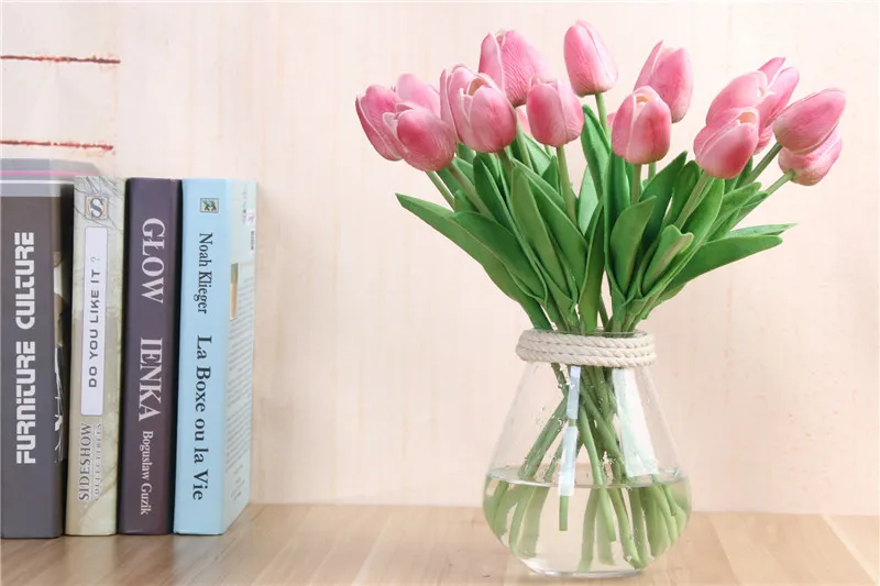 Tulipani in lattice Artificiale PU Bouquet di fiori Real Touch Fiori Decorazione la casa e la festa nuziale Opzione i