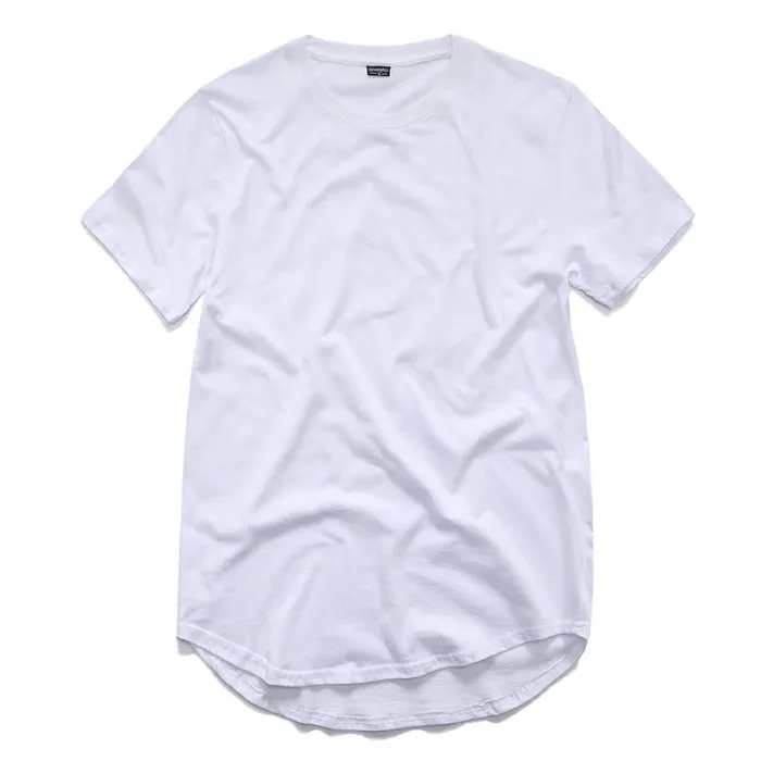 Mens big and tall Clothing designer citi trends Clothes T shirt homme Curved hem Tee plain white Extended T shirt