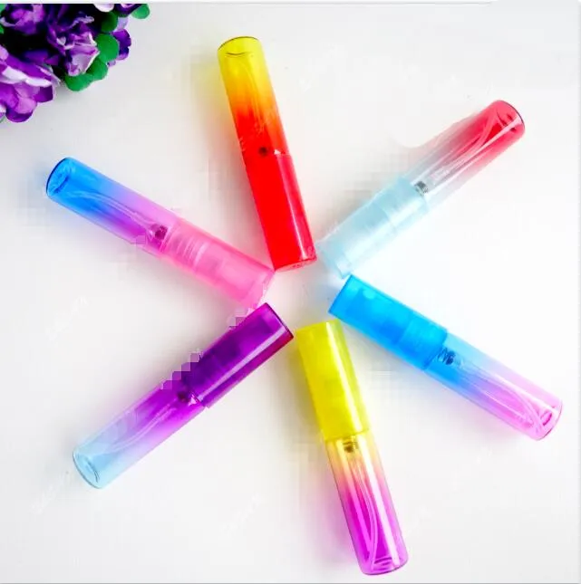 5ML Colorful Mini Perfume Pump Atomizer Refillable Fine Mist Gradient Color Glass Spray Empty Bottle 5Gram Travel Size