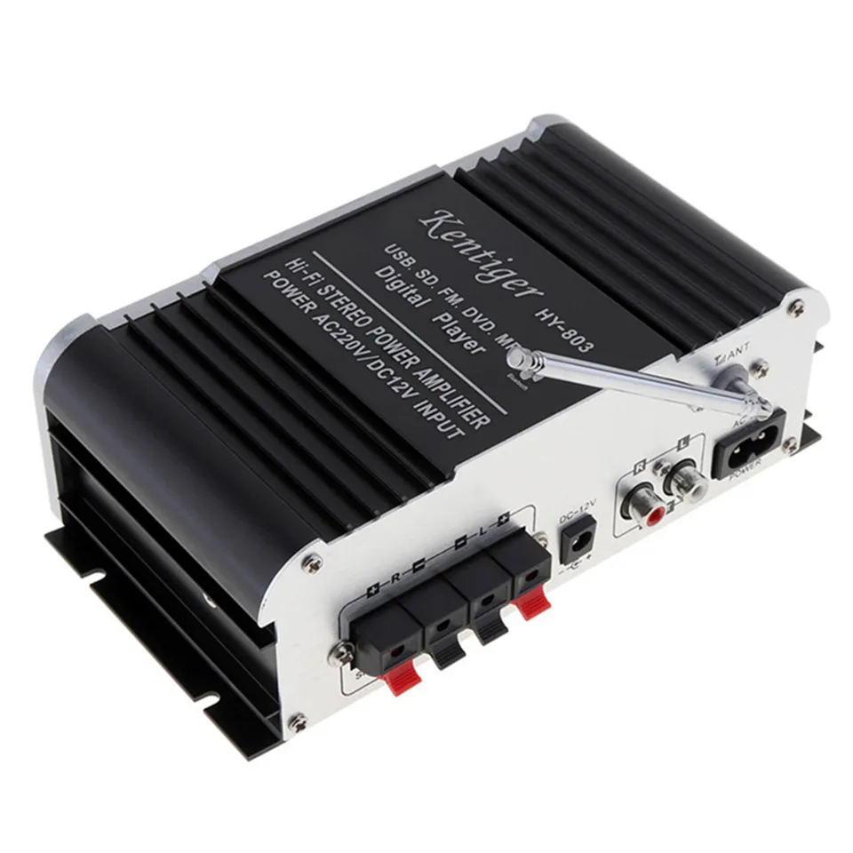HY803 Mini Amplifier Car Amplifier Bluetooth Amplifier 40W+40W FM MIC MP3 for Motorcycle Car Home use Support AC 220V or DC 12V input