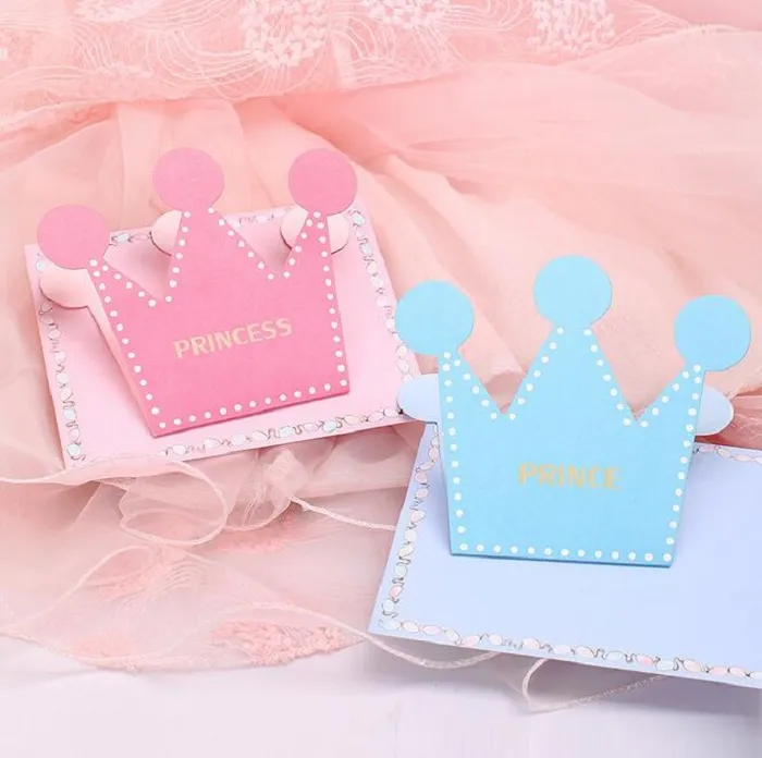 Mini biglietti di auguri Cartoon cartoon per la festa di compleanno Decorazione regalo Craft fai da te preferisci Baby Shower Kid Prince Princess