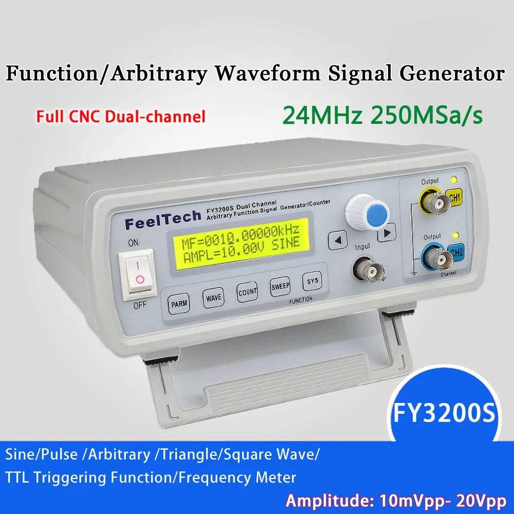 Freeshipping Digital DDS Funktion Signal Källgenerator Arbiträr vågform / Pulsfrekvensmätare Dual-Channel12Bit 250MSA / S Sine Wave 24MH