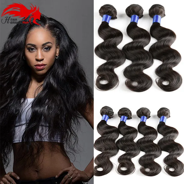 Hannah produit Brésilien Vague de Corps Extensions de Cheveux 3Bundles 7A Human Remy Hair Bundles offres Tissage Bresilienne Human Hair Weave