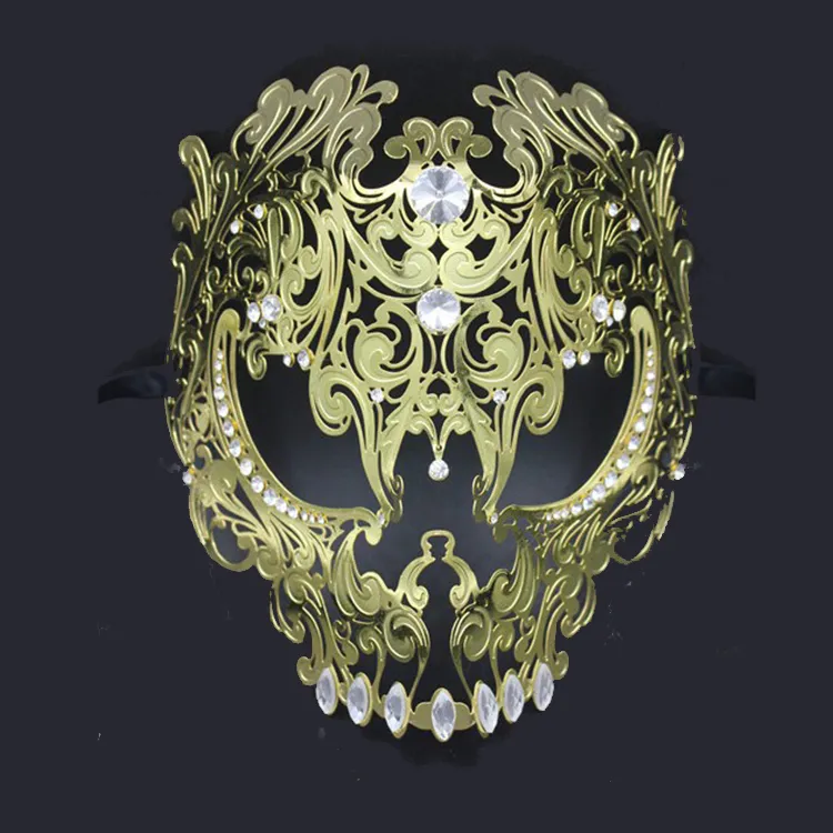 DHgate.com:Black Full Face Skull Metal Laser Cut Silver