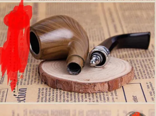 The new curved hammer imitation wood resin pipe hammer portable filter men 's clothing accessories