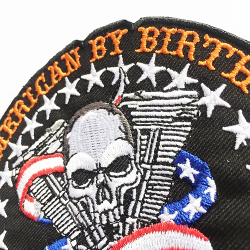 Klassisk amerikansk av födelsecyklisten av Choice Skull Flag broderat järn på patch mc punk Sew på cyklistvästens gratis frakt