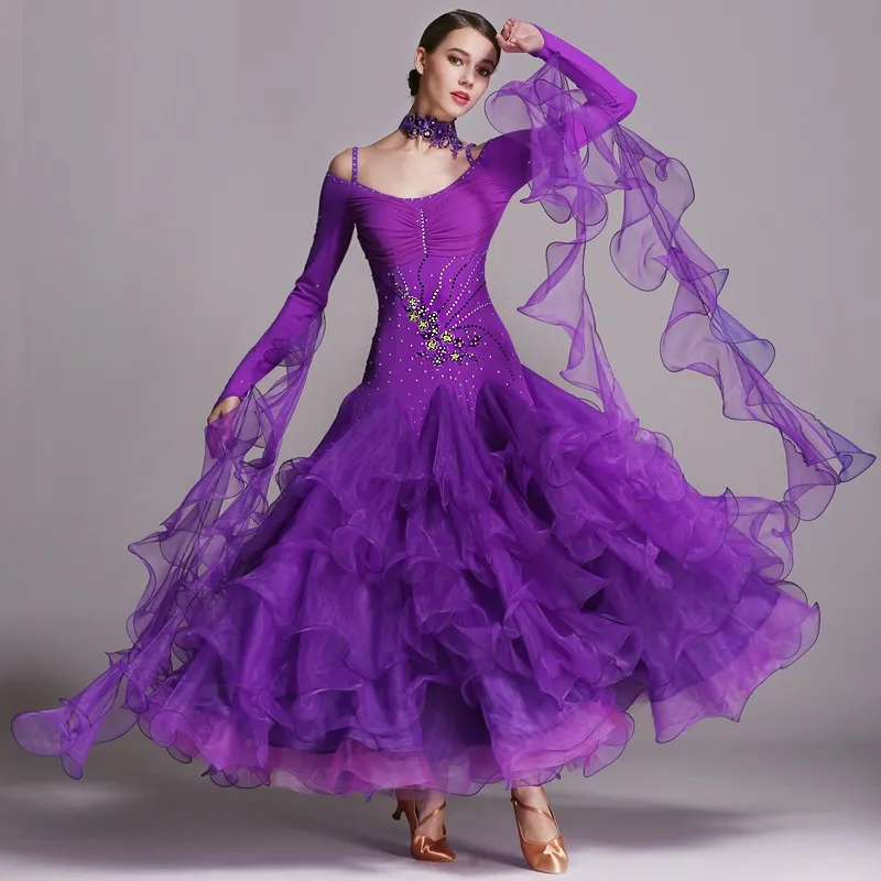2018 yeni 6 renkler balo salonu dans yarışması dancewear balo vals elbiseler standart dans elbise modern dans elbise foxtrot tango