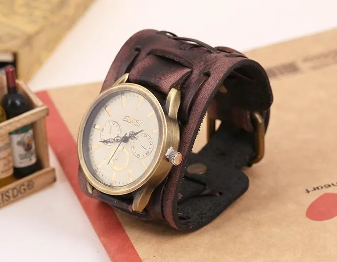 2017 neue mode heißer 100% echtes leder Armbanduhr männer uhr Personalisierte Retro Leder Armbanduhr